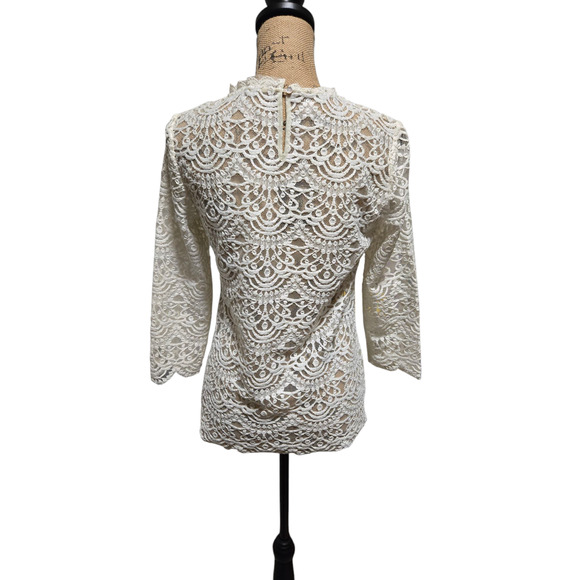 Altar'd State white lace high collared top, size medium - Picture 2 of 4